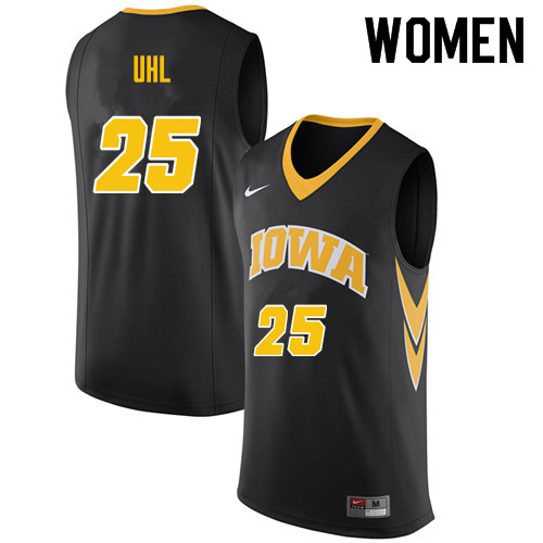 Women #25 Dominique Uhl Iowa Hawkeyes College Basketball Jerseys Sale-Black